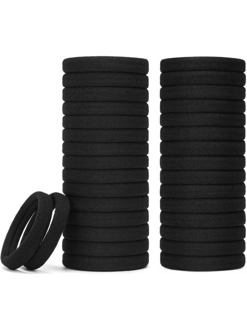 Extra Thick Black Hair Ties - 100 Count Bulk Elastic Bands for Thick Hair
